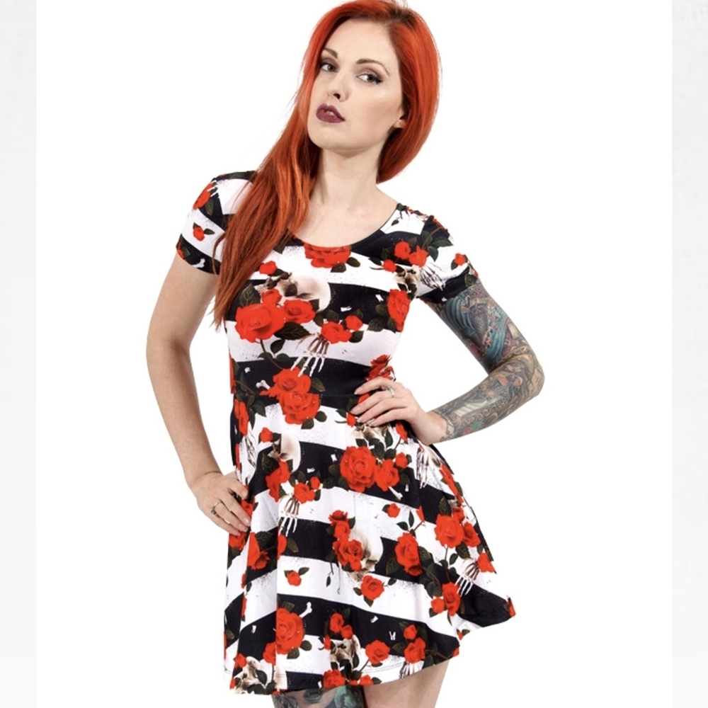 Floral Striped Skater Dress